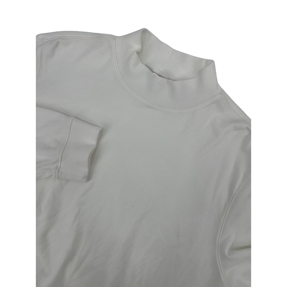 Scott Barber Mens White 100% Pima Cotton Mock Neck Long Sleeve Shirt Large Peru
